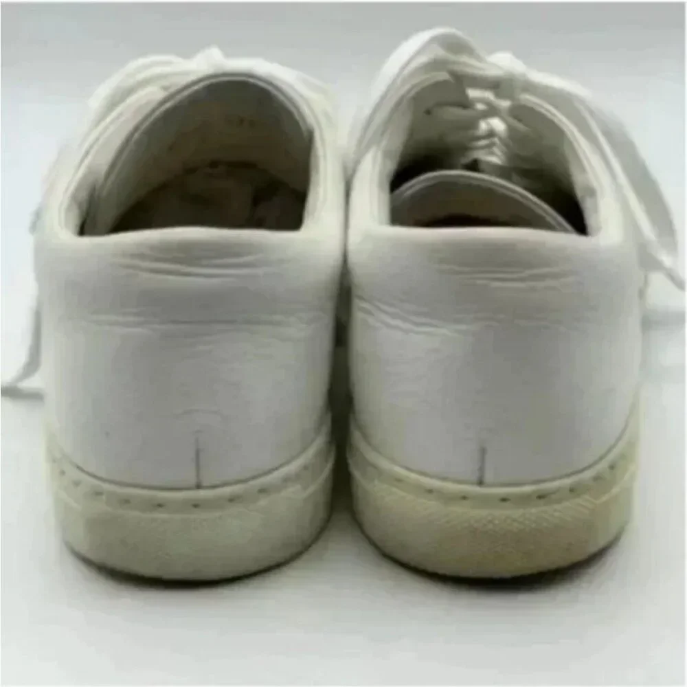 Tamara Mellon White Leather Low Top Court Sneakers Made in Italy Size 37.5